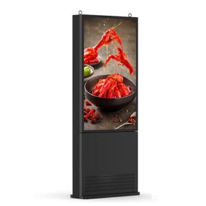 Sort udendørs LCD totem med temperaturkontrol og vandalsikret design