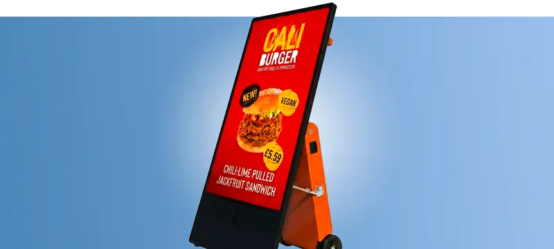 Digital signage til virksomheder: batteridrevet A-skilt